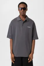 Polo Yaka Oversize Tişört Füme