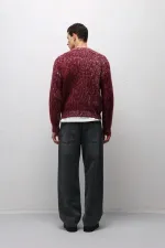 Soft Textured Oversize Knit Sweater Burgundy
