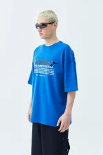 Atelier Kabartma Baskılı Oversize Tişört Saks