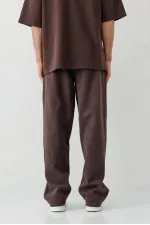 Baggy Fit Yıkamalı Eşofman Alt Kahve