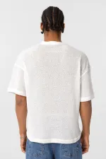 Basic Oversize Button-Down T-Shirt, Ecru