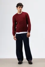 Pull oversize en maille à motifs, bordeaux