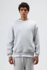 Sweat-shirt basique oversize délavé gris clair