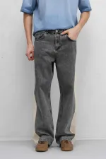 Yan Şeritli Baggy Fit Jean Antrasit