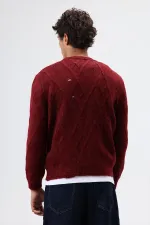 Pull oversize en maille à motifs, bordeaux