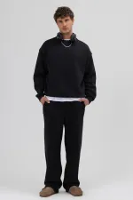 Basic Crew Neck Oversize Sweatshirt Black
