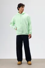 Sweat à capuche basique oversize délavé menthe