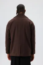 Veste courte oversize croisée en cachemire, marron