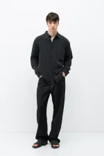 Chemise oversize rayée en modal noir