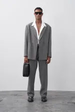 Costume croisé coupe décontractée anthracite