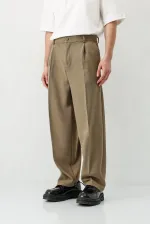 Baggy Fit Pilili Pantolon Haki