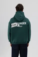 Sweat-shirt oversize imprimé au dos, bleu marine