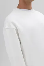 Sweat-shirt oversize basique à col rond, écru