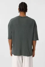 T-shirt oversize en maille délavée verte