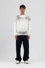 Sweat-shirt oversize imprimé délavé, écru