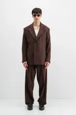Costume croisé oversize marron