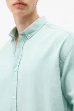 Chemise basique oversize en coton et lin menthe