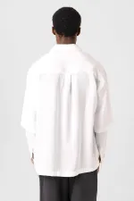 Çift Kol Detaylı Oversize Gömlek Beyaz