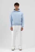 Basic Kapüşonlu Boxy Fit Sweatshirt Bebe Mavi