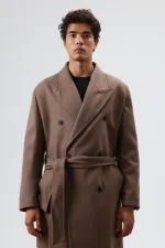 Manteau oversize croisé en cachemire marron