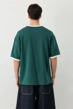 Kısa Kollu Oversize Cepli Tişört Nefti