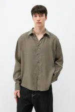 Chemise oversize en modal kaki