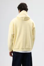 Sweat à capuche basique oversize délavé jaune