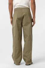 Baggy Fit Gabardine Trousers Khaki