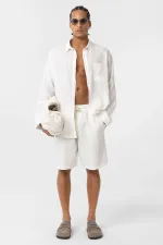 Pocket Detail Oversize Long Sleeve Shirt Ecru