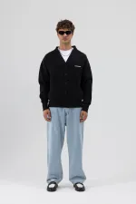 Sweat-shirt oversize à boutons noir