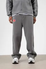 Çizgi Detaylı Oversize Eşofman Takım Füme