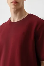 Kısa Kollu Boxy Fit Tişört Bordo