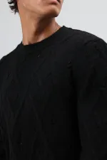 Pull oversize en maille à motifs, noir