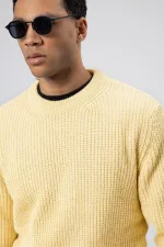 Bisiklet Yaka Oversize Triko Kazak Sarı