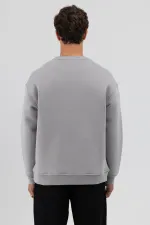 Sweat-shirt gris basique à col rond et coupe oversize