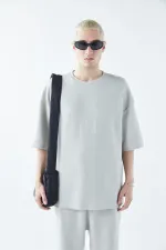 Ensemble de survêtement oversize en maille basique grise