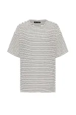 T-shirt rayé oversize en maille noire