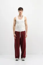 Baggy Fit Eşofman Alt Bordo