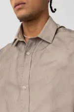 Oversize Yıkamalı Poplin Gömlek Taş