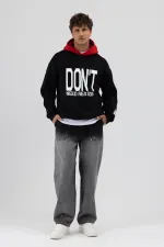 Sweat-shirt oversize noir imprimé bicolore