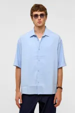 Basic Oversize Short-Sleeve Modal Shirt, Baby Blue