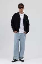 Sweat-shirt oversize à boutons noir