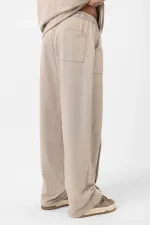 Yıkamalı Baskılı Oversize Eşofman Takım Soğuk Vizon