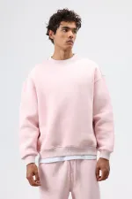 Sweat-shirt basique oversize délavé rose