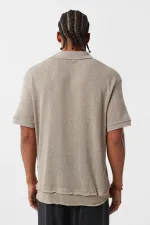 Polo Yaka Triko Oversize Tişört Taş