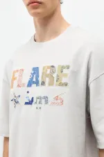 Baskılı Oversize Tişört Ice Grı