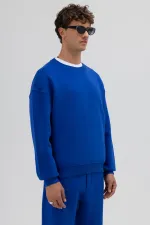 Basic Crew Neck Oversize Sweatshirt Navy Blue