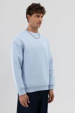 Sweat-shirt basique à col rond oversize bleu ciel