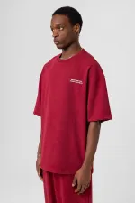 Yıkamalı Arka Baskılı Oversize Eşofman Takım Bordo