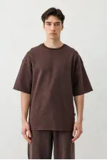 T-shirt oversize délavé à manches courtes, marron.